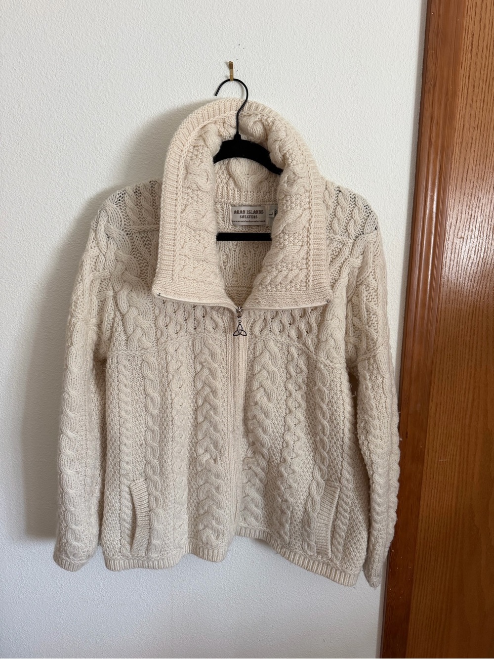 Arab Islands Merino Wool Double Collar Full Zip Cardigan size L